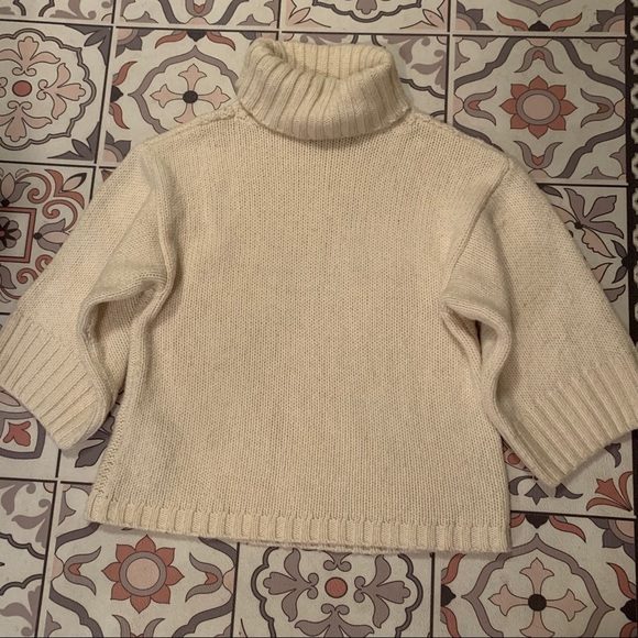 Zara Cable Knit Turtleneck boxy crop sweater Med - Picture 3 of 16